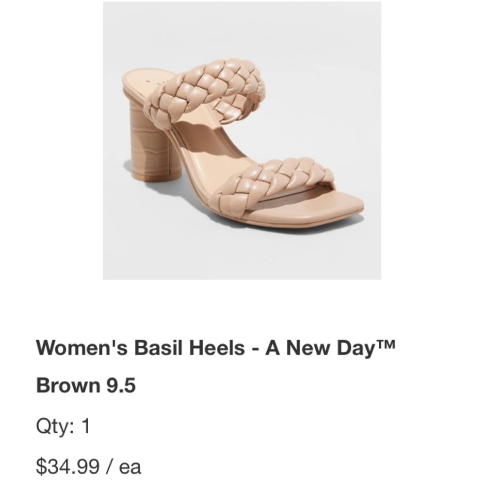 A New Day - Women’s Basil Mule Heels - Brown 9.5 (light brown/tan color)